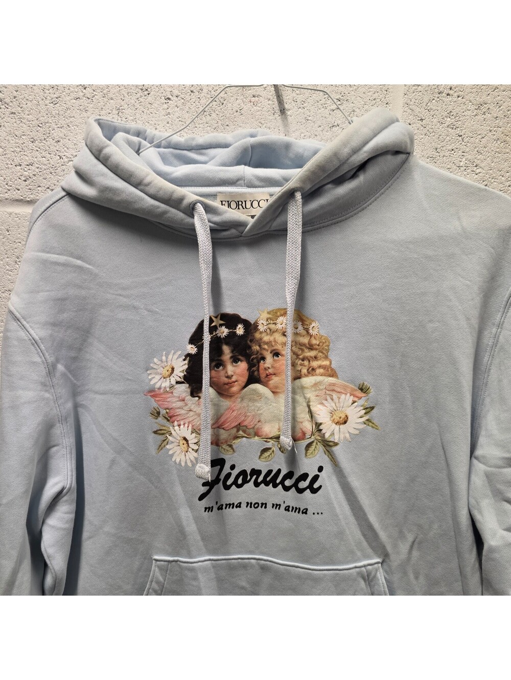 Fiorucci Angels Hoodie Sweatshirt Women's XL Blue Cotton Graphic 24x26